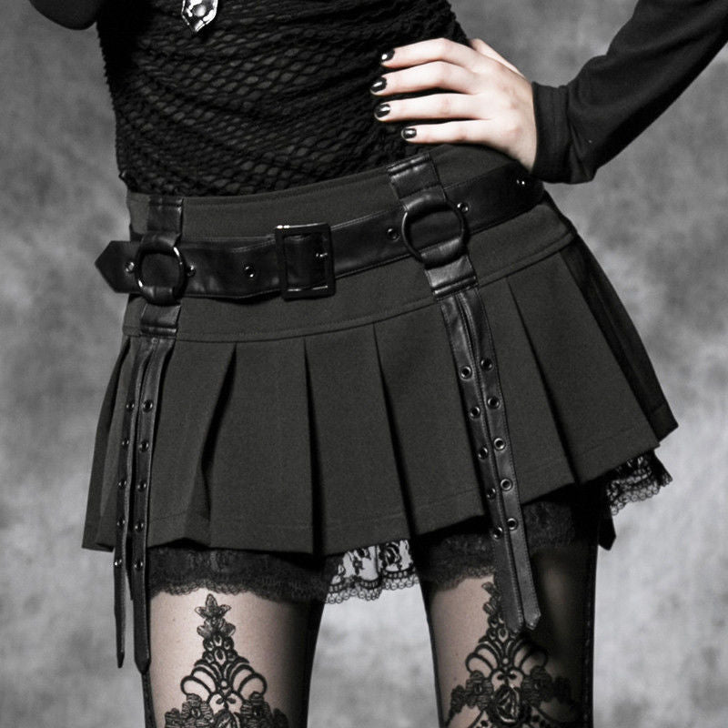 Punk Rave Black Gothic Punk Split Skirt for Women